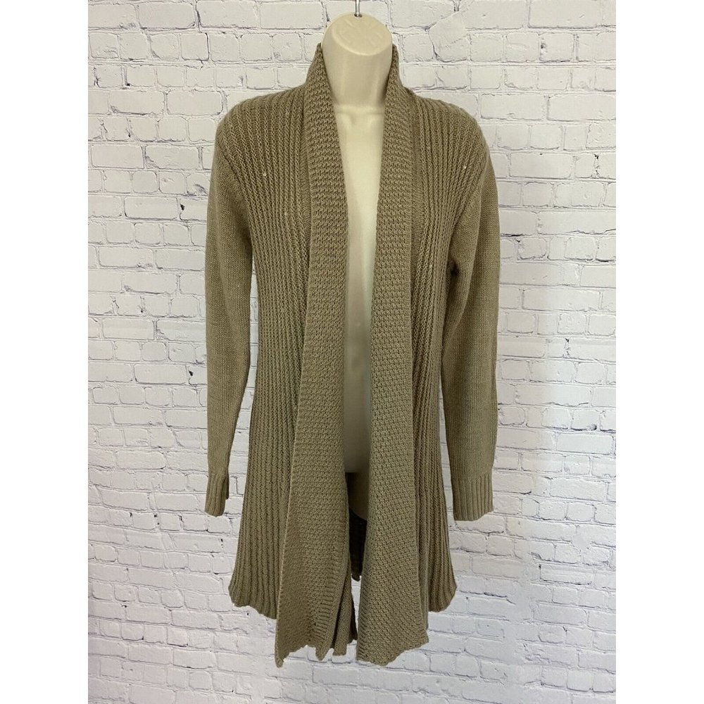 Alberto Makali Long Brown Wool Knit Sweater Cardigan S Small